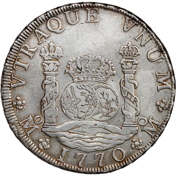 MEXICO, Mexico City, pillar 8 reales, Charles III, 1770 FM.