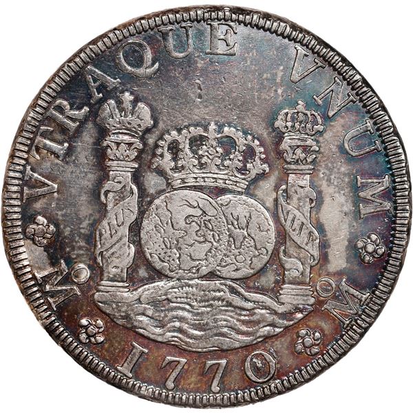 MEXICO, Mexico City, pillar 8 reales, Charles III, 1770 FM.