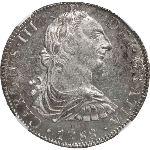 MEXICO, Mexico City, bust 8 reales, Charles III, 1788 FM, NGC MS 61.