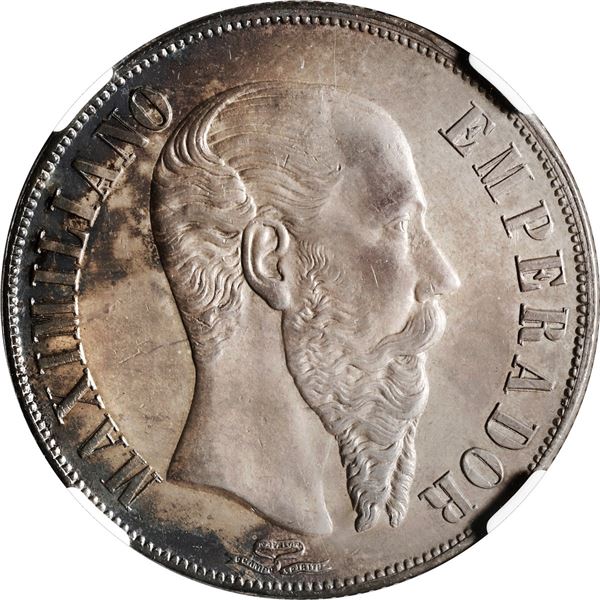 MEXICO, Mexico City, 1 peso, Maximilian, 1866, NGC MS 61.