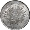 Image 1 : MEXICO, Mexico City, cap-and-rays 8 reales, 1862 CH, NGC MS 62.