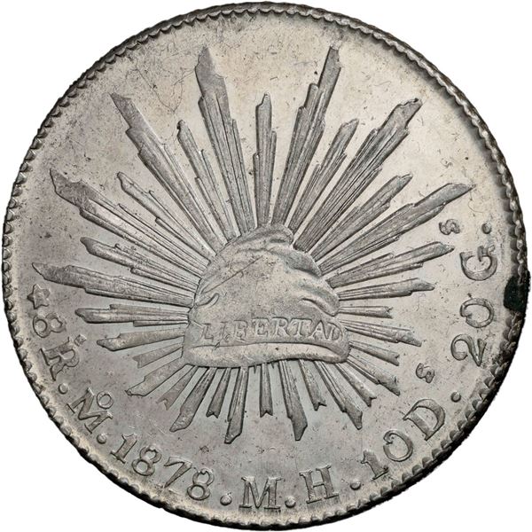 MEXICO, Mexico City, cap-and-rays 8 reales, 1878 MH, PCGS MS62.