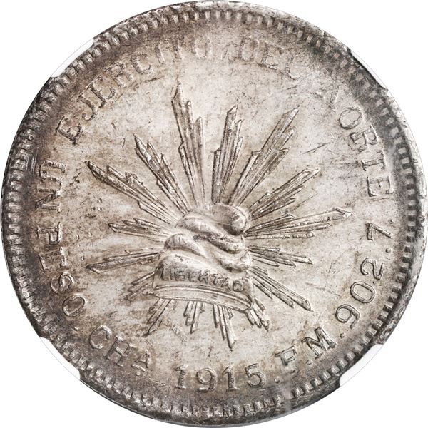 MEXICO, Chihuahua, 1 peso, 1915 FM, NGC MS 61, ex-Busto.