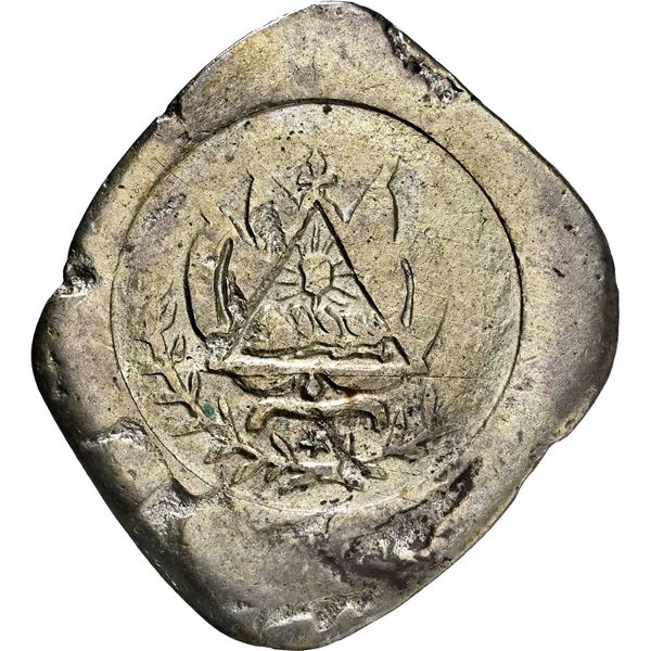 NICARAGUA, Granada, 10 centavos, arms countermark (1870) on a contemporary counterfeit Potosí, Boliv