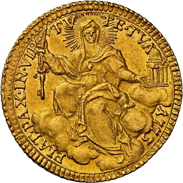 PAPAL STATES, Rome, gold zecchino, Clement XIV, 1773 - year V, NGC MS 62, "top pop."