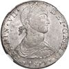 Image 1 : PERU, Lima, bust 8 reales, Ferdinand VII transitional ("imaginary" bust), 1811 JP, long ribbons, NGC