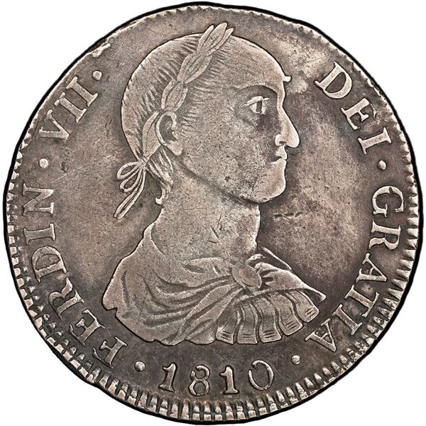PERU, Lima, bust 4 reales, Ferdinand VII transitional ("imaginary" bust), 1810 JP, PCGS VF25, ex-Pat