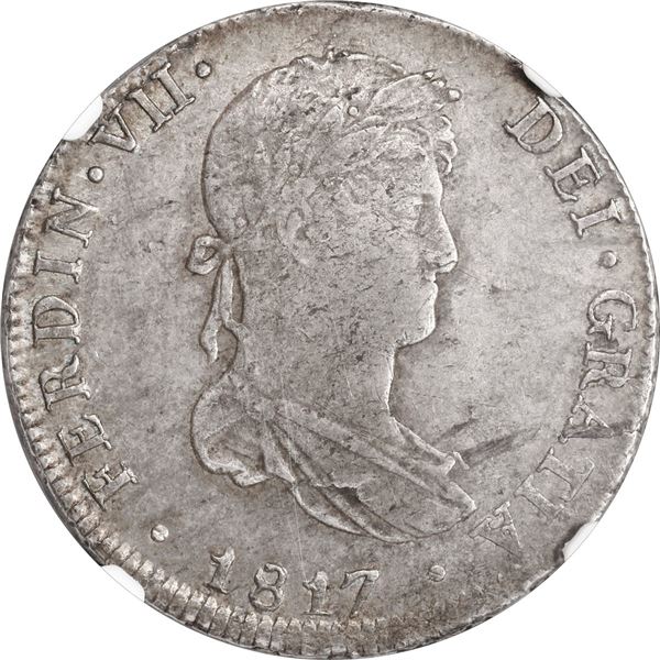 PERU, Lima, bust 4 reales, Ferdinand VII, 1817 JP, NGC AU 50.