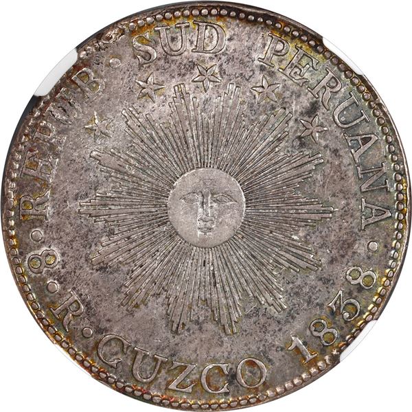 PERU, Cuzco, 8 reales, 1838 MS, NGC AU 55.