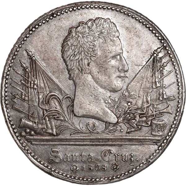 PERU, Cuzco, 8 reales-sized medal, 1838, Supreme Protector Santa Cruz.