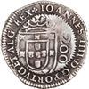Image 1 : PORTUGAL, 250 reis, re-stamped legends (1698) on a Porto meio cruzado (200 reis) of João IV with cro