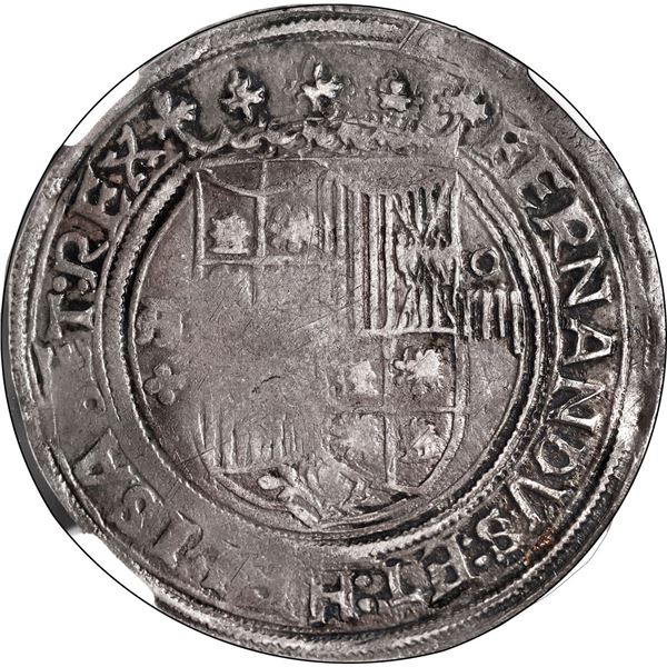 SPAIN, Segovia, 4 reales, Ferdinand-Isabel, assayer A above quatrefoil to left, mintmark aqueduct on