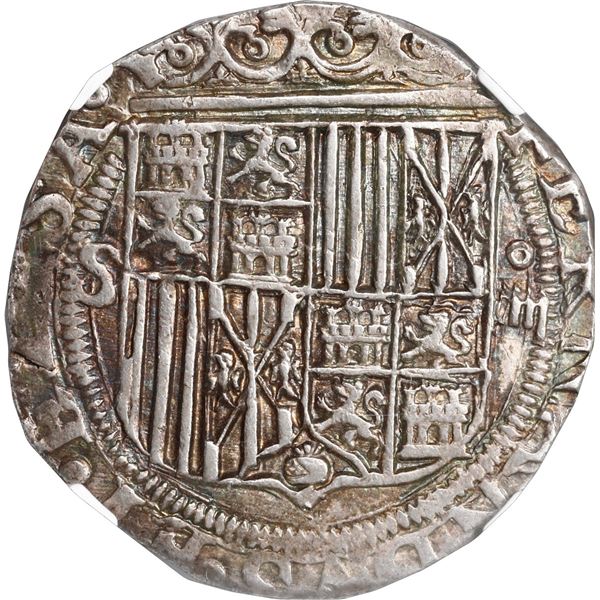 SPAIN, Seville, 4 reales, Ferdinand-Isabel, assayer Gothic D on reverse, mintmark S to left of shiel