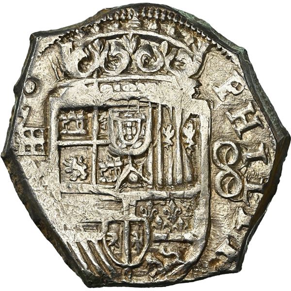 SPAIN, Segovia, cob 8 reales, Philip IV, 1659 M, NGC MS 62, finest known in NGC census, ex-Casandra.