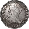Image 1 : SPAIN, Seville, bust 8 reales, Charles III, 1774 CF, NGC VF 25.