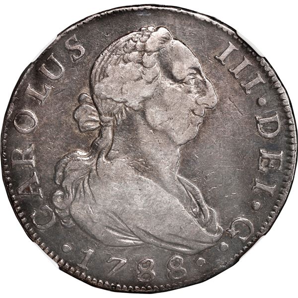 SPAIN, Madrid, bust 8 reales, Charles III, 1788 M, NGC VF 20.