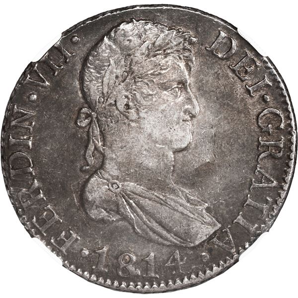 SPAIN, Cádiz, bust 8 reales, Ferdinand VII, 1814 CJ, NGC XF 45.