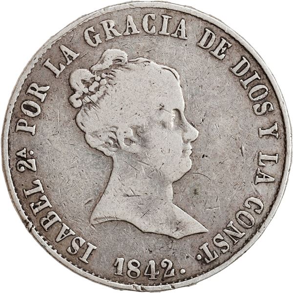 SPAIN, Seville, 10 reales, Isabel II, 1842 RD.