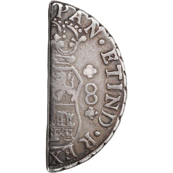 WEST INDIES, half cut of a Guatemala City, Guatemala, pillar 8 reales, Ferdinand VI or Charles III, 