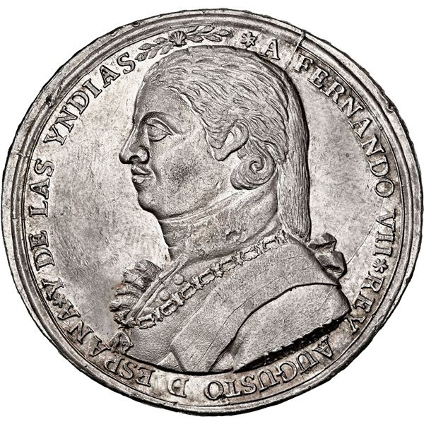 ARGENTINA, silver proclamation medal, 1808, Ferdinand VII, Buenos Aires, by P.G. Arrabal, NGC MS 61.