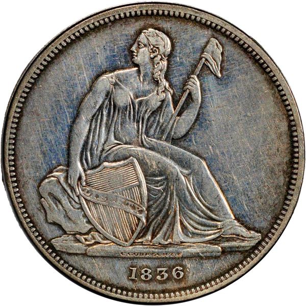 UNITED STATES, Philadelphia mint, Gobrecht pattern Seated Liberty dollar, 1836, name on base, plain 