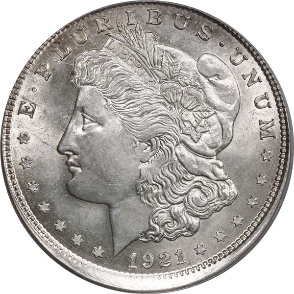 UNITED STATES, Denver mint, Morgan dollar, 1921-D, broadstrike error, PCGS MS62, ex-Busto.