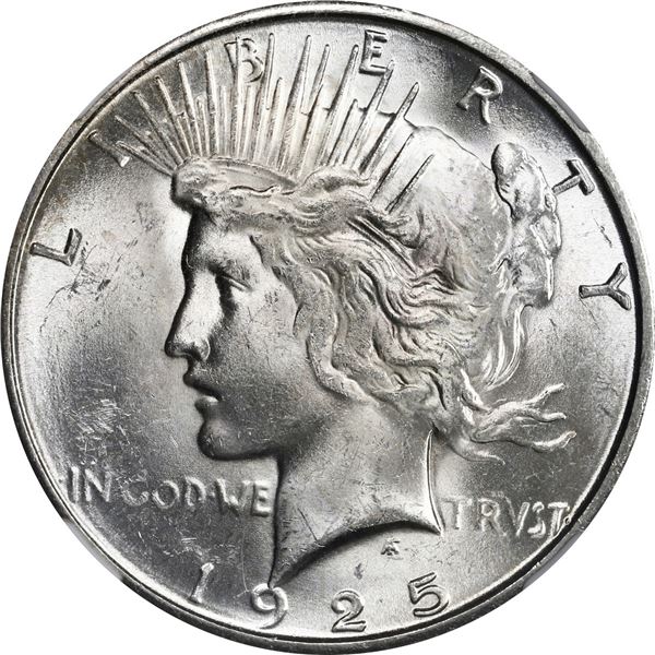 UNITED STATES, San Francisco mint, Peace dollar, 1925-S, NGC MS 63, ex-Busto.