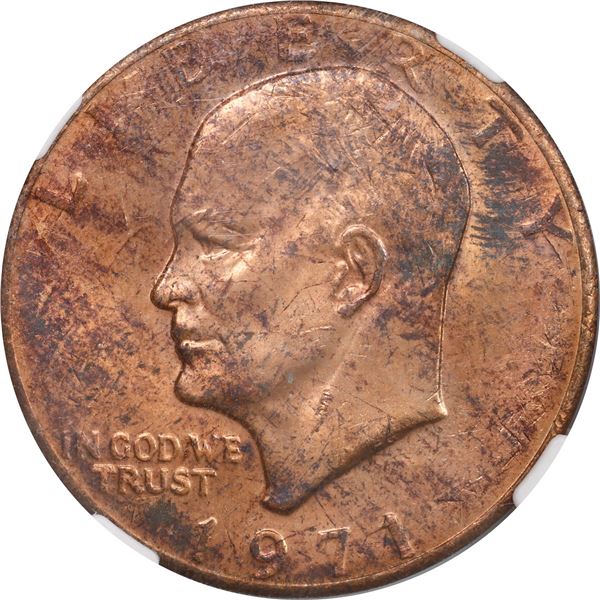 UNITED STATES, Philadelphia mint, copper-nickel Eisenhower dollar, 1971, missing obverse clad layer,