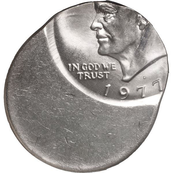 UNITED STATES, Denver mint, copper-nickel Eisenhower dollar, 1977-D, struck 50% off-center error, NG