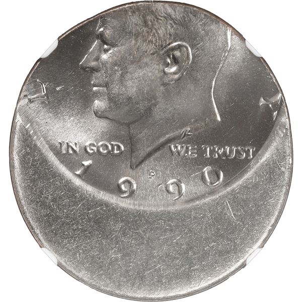 UNITED STATES, Philadelphia mint, copper-nickel Kennedy half dollar, 1990-P, struck 35% off-center e