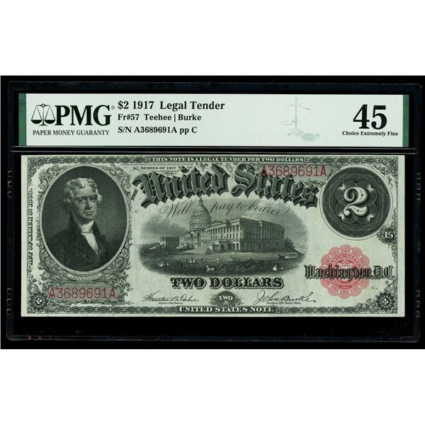 UNITED STATES, Washington, D.C., $2 Legal Tender note, series of 1917, serial A3689691A, Teehee-Burk