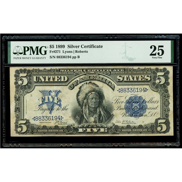 UNITED STATES, Washington, D.C., "Chief" $5 Silver Certificate, series of 1899, serial 8833619, Lyon