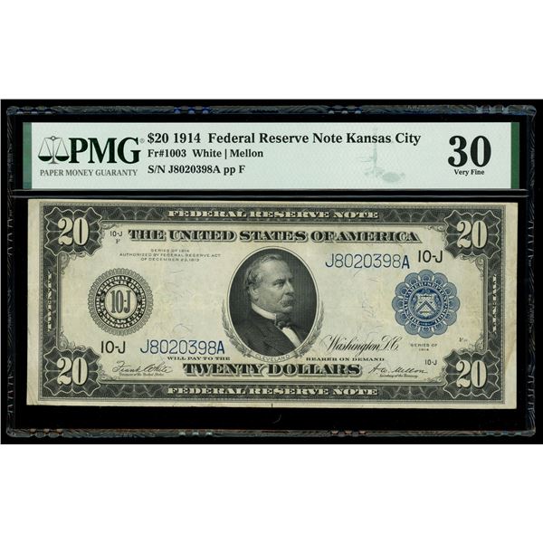 UNITED STATES, Washington, D.C., $20 Federal Reserve note, series of 1914, serial J8020398A, White-M