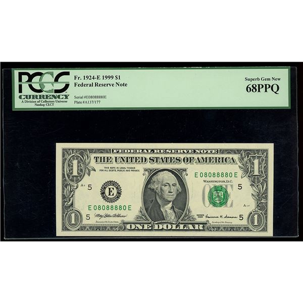 UNITED STATES, Washington, D.C., $1 Federal Reserve Note, series 1999, serial E08088880E, Withrow-Su