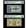 Image 1 : COLOMBIA, Bogotá, lot of three Banco de la República notes: 5 pesos oro, 1945, PMG Gem UNC 66 EPQ; 2