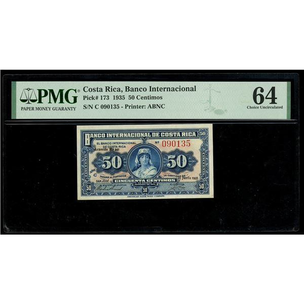 COSTA RICA, San José, Banco Internacional, 50 centimos, 21-6-1935, series C, serial 090135, PMG Choi