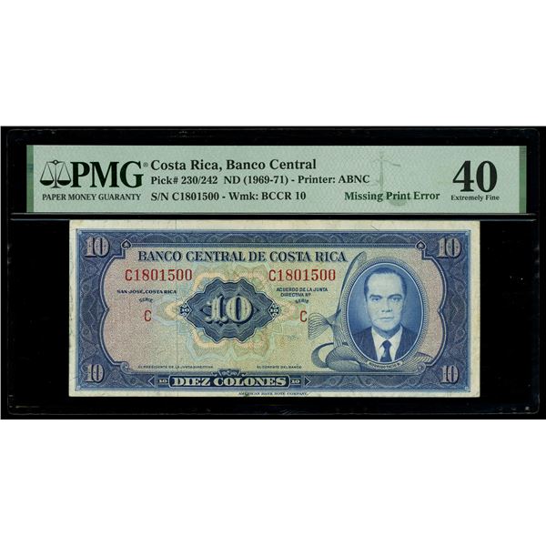 COSTA RICA, San José, Banco Central, 10 colones, no date (1969-71), series C, serial C1801500, missi