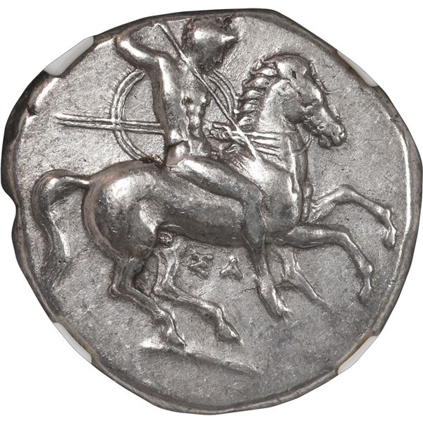 ANCIENT GREEK, Calabria, Taras, AR didrachm, ca. 332-302 BC, NGC Ch VF.