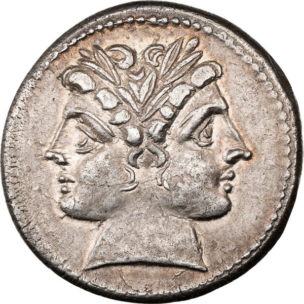 ANCIENT ROMAN, Roman Republic, Rome mint, AR quadrigatus, Anonymous, ca. 225-214/2 BC, NGC Ch XF, st