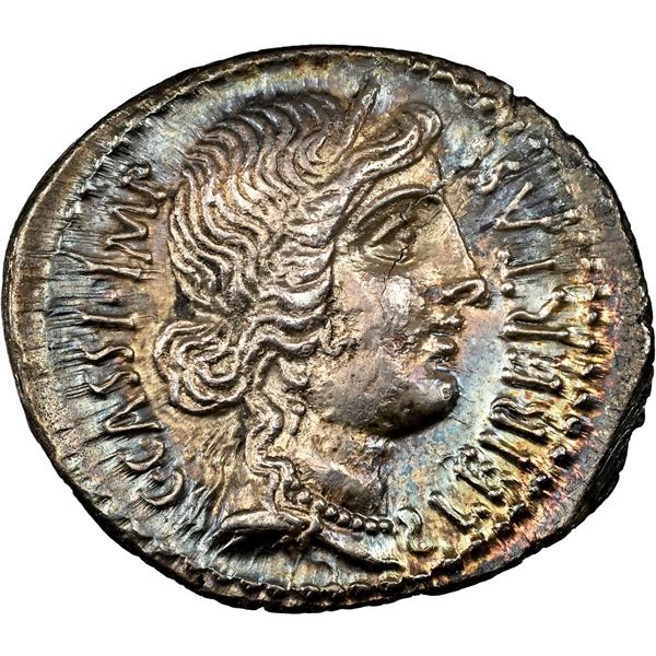 ANCIENT ROMAN, Roman Imperatorial, Smyrne mint, AR denarius, C. Cassius Longinus, struck ca. 42 BC, 