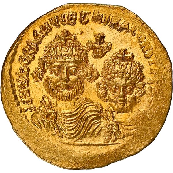 BYZANTINE EMPIRE, uncertain eastern military mint, AV solidus, Heraclius and Heraclius Constantine (