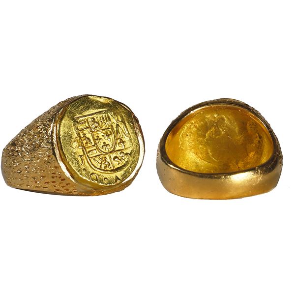 MEXICO, Mexico City, gold cob 1 escudo, (1714) J, ex-1715 Fleet, ex-Fisher, mounted shield-side out 