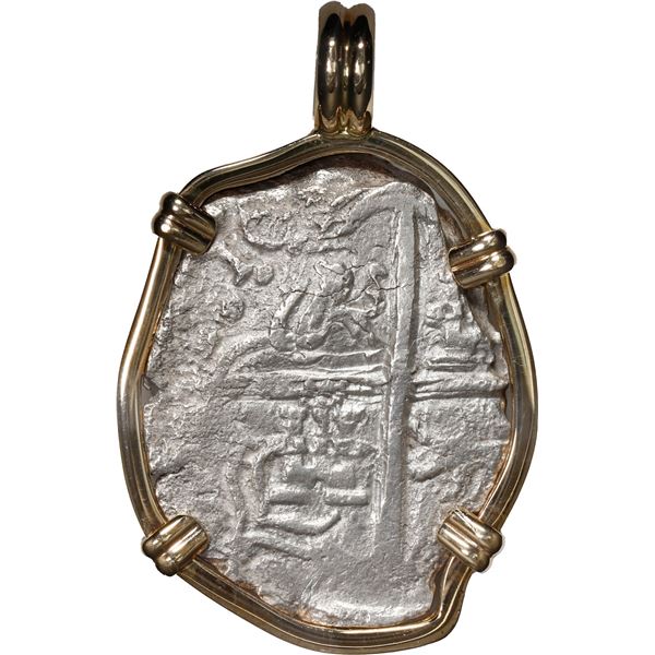 BOLIVIA, Potosí, cob 8 reales, Philip III, assayer T, quadrants of cross transposed, Grade 3, ex-Ato