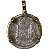 Image 2 : MEXICO, Mexico City, bust 1 real, Charles III, 1783 FF, ex-Cazador (1784), mounted in 14K gold penda