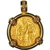 Image 1 : NETHERLANDS (United), Utrecht, gold ducat, 1648, mounted knight-side out in 18K gold pendant with fi