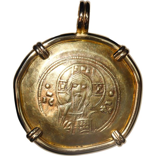 BYZANTINE EMPIRE, Constantinople mint, AV histamenon nomisma, Michael VII, 1071-1078 AD, mounted Chr