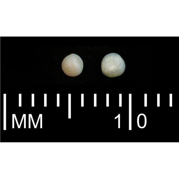 Lot of two tiny natural pearls with original Fisher certificates, 0.07 carat each, both Grade 1B, ex