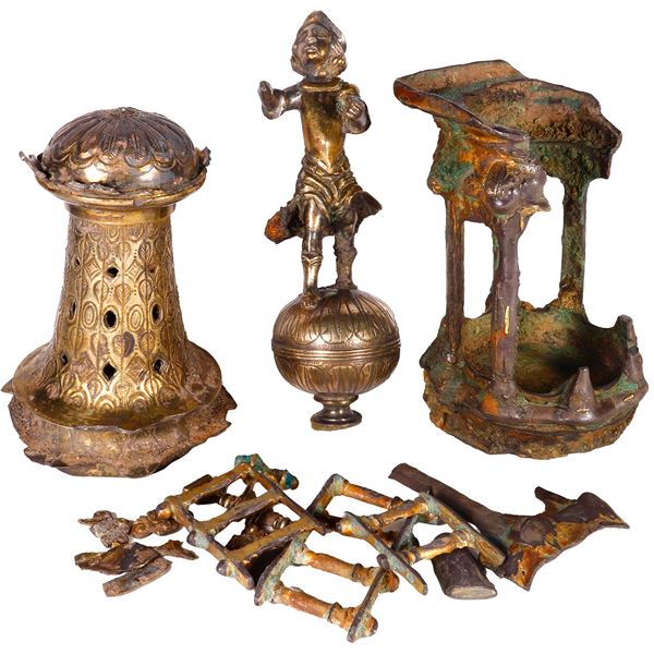 Gold-plated silver Columbus statue for religious processionals, ex-1715 Fleet.