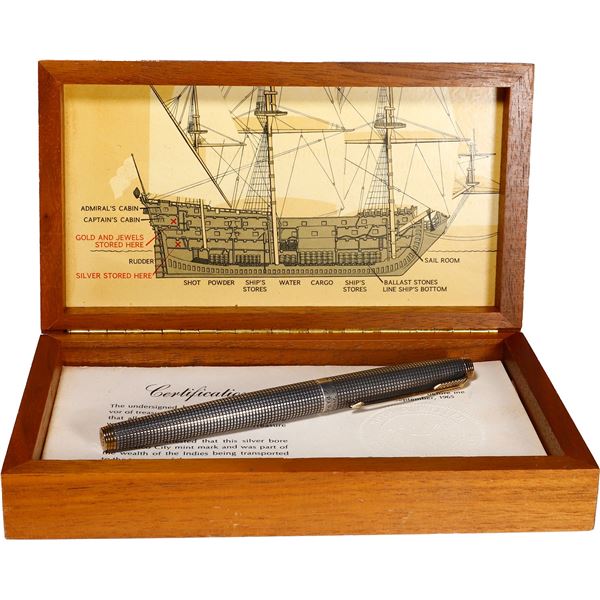 Parker 75 fountain pen made in 1965 from 1715 Fleet silver, in original presentation box.
