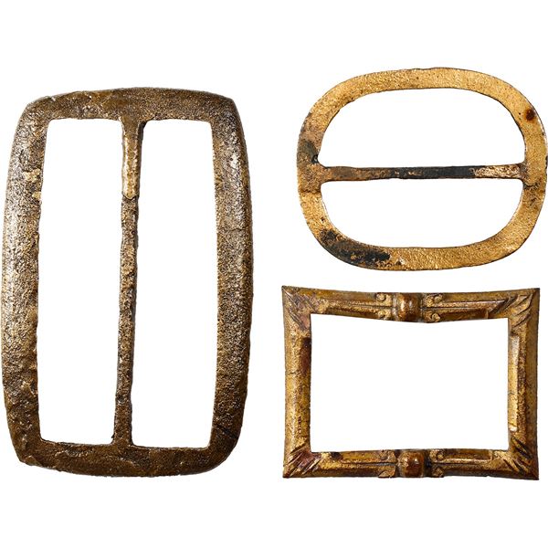 Lot of three brass buckles, ex-Guadalupe-Tolosa (1724).